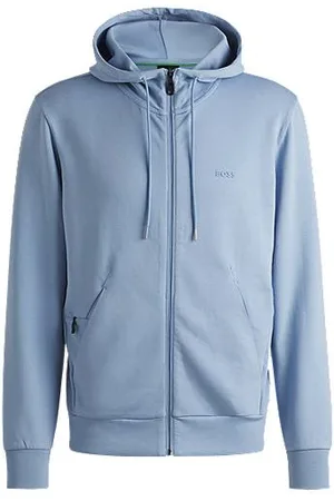 HUGO BOSS Stretch-cotton zip-up hoodie with logo print