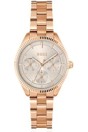 HUGO BOSS Gold-tone watch with fluted bezel