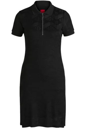 HUGO BOSS Jacquard-knit dress with logo-zip placket