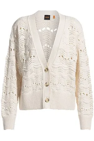 HUGO BOSS Open-knit cardigan in a cotton blend