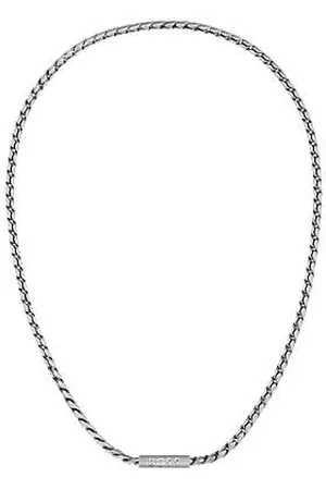 HUGO BOSS Silver-tone necklace with braided chain