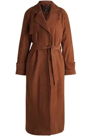 HUGO BOSS Nubuck-leather coat with painted edges