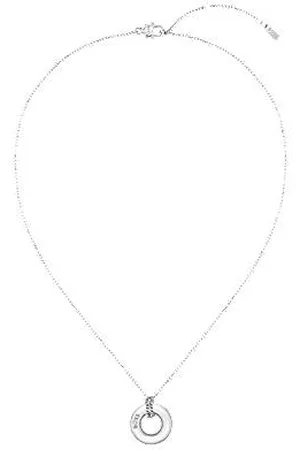 HUGO BOSS Silver-tone necklace with logo hoop