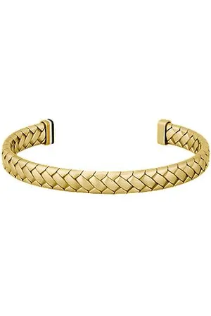 HUGO BOSS Gold-tone cuff with herringbone pattern