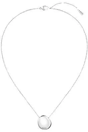 HUGO BOSS Silver-tone necklace with logo pebble pendant