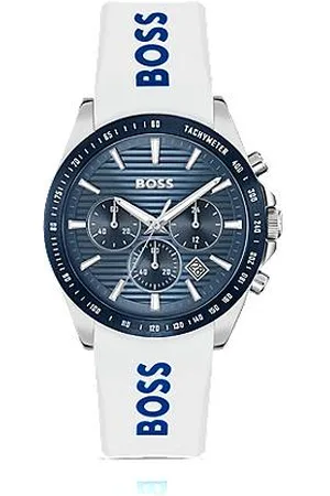 HUGO BOSS Grooved-dial chronograph watch with silicone logo strap