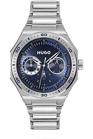 HUGO BOSS Silver-tone watch with blue dial