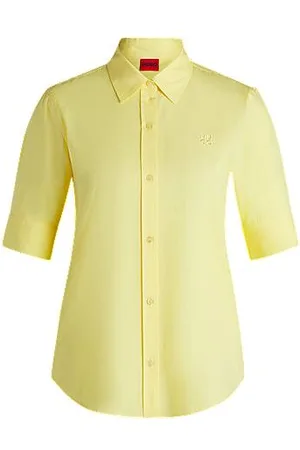 HUGO BOSS Regular-fit blouse in cotton canvas