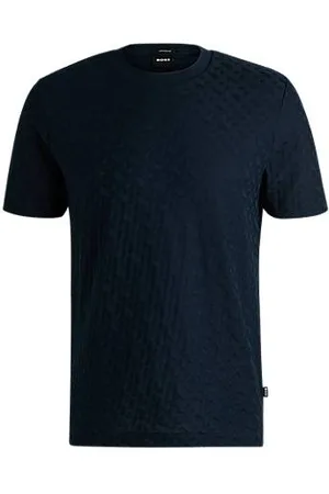 HUGO BOSS Monogram-jacquard T-shirt in mercerised cotton