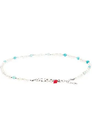 HUGO BOSS Logo necklace with coloured stones and natural pearls