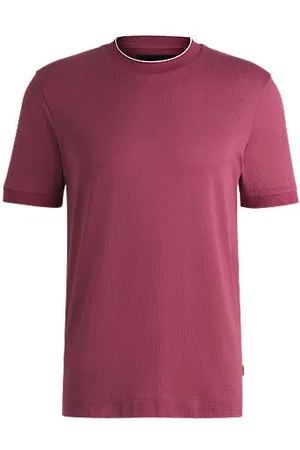 HUGO BOSS Cotton-silk T-shirt with stripe structure