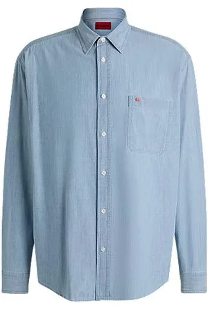 HUGO BOSS Oversized-fit overshirt in cotton chambray