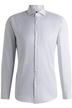 HUGO BOSS Slim-fit shirt in easy-iron striped cotton
