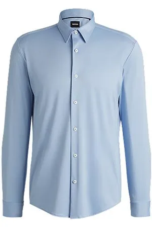 HUGO BOSS Slim-fit shirt in structured performance-stretch fabric