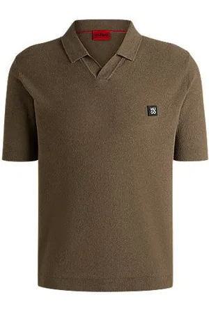 HUGO BOSS Cotton-blend knit polo with Johnny collar