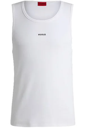 HUGO BOSS Ribbed stretch-cotton tank top with logo print