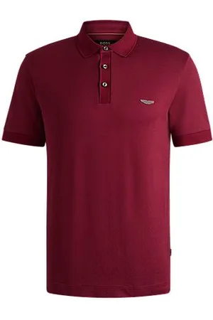 HUGO BOSS X ASTON MARTIN cotton-silk polo shirt with degradé jacquard
