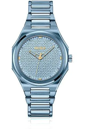 HUGO BOSS Blue-steel watch with logo-textured dial