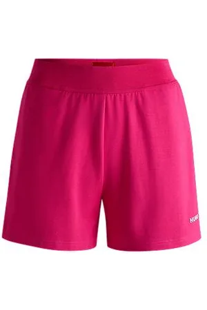 HUGO BOSS Relaxed-fit shorts in stretch jersey with printed logo