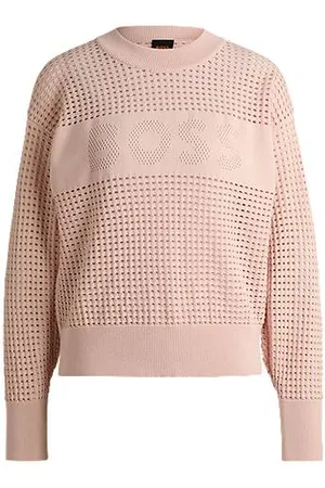 HUGO BOSS Open-knit sweater with logo detail