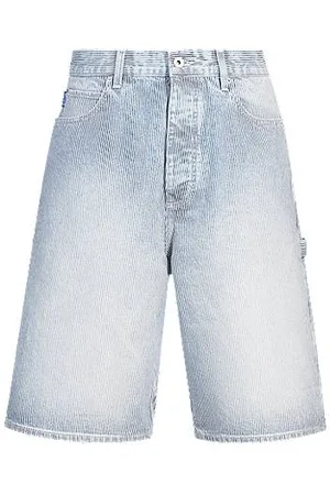 HUGO BOSS Wide-leg shorts in striped blue denim