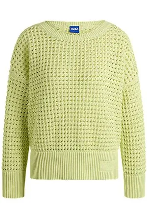 HUGO BOSS Cotton sweater with mesh knit