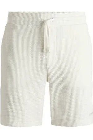 HUGO BOSS Waffle-structured pyjama shorts with embroidered logo