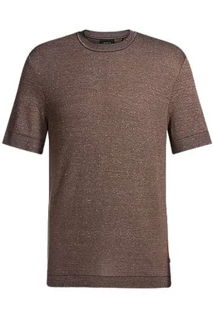 HUGO BOSS Regular-fit T-shirt in cotton, linen and silk