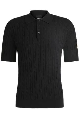 HUGO BOSS Equestrian knit polo with cable structure