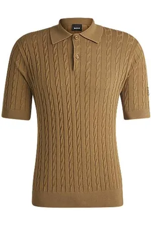 HUGO BOSS Equestrian knit polo with cable structure