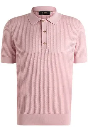 HUGO BOSS Knit polo-collar in silk and cotton