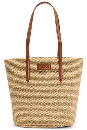 HUGO BOSS Raffia tote bag with detachable pouch