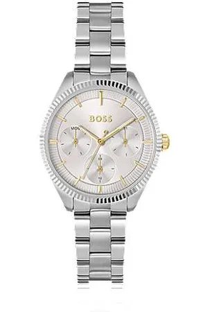 HUGO BOSS Silver-tone watch with fluted bezel
