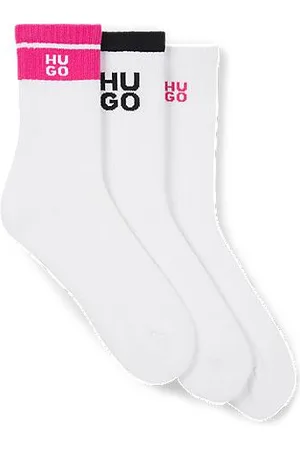 HUGO BOSS Three-pack of ribbed short socks with stacked logos
