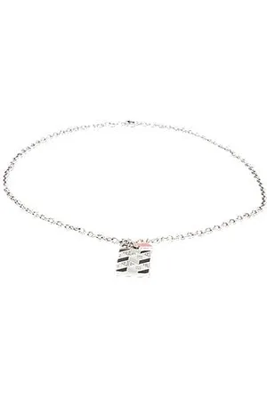 HUGO BOSS Silver-tone necklace with mixed-logo pendant