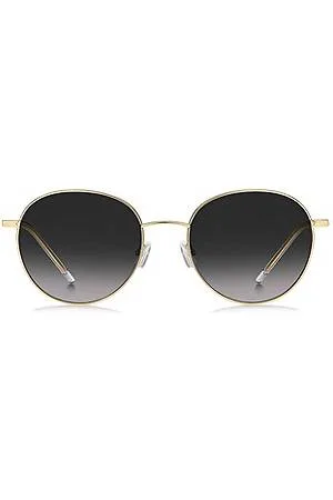 HUGO BOSS Round-frame sunglasses in lightweight titanium