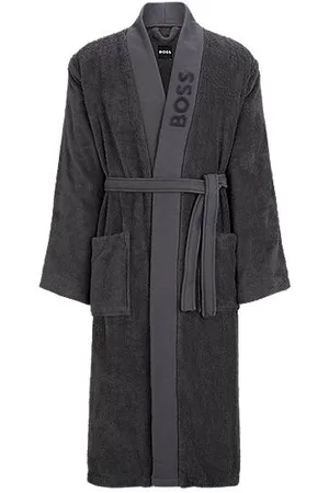 HUGO BOSS Logo-lapel dressing gown in long-fibre cotton