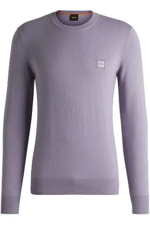 HUGO BOSS Cotton-cashmere regular-fit sweater with logo patch