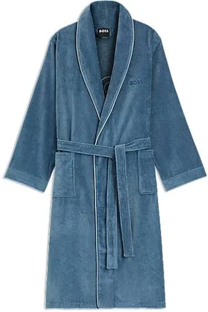 HUGO BOSS Cotton dressing gown with piping and embroidered branding