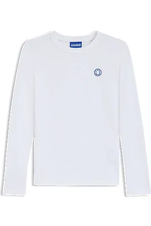 HUGO BOSS Cotton-jersey top with Happy logo badge