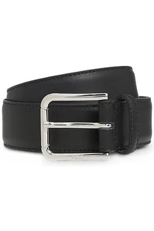 HUGO BOSS Italian-leather belt with logo-engraved pin buckle