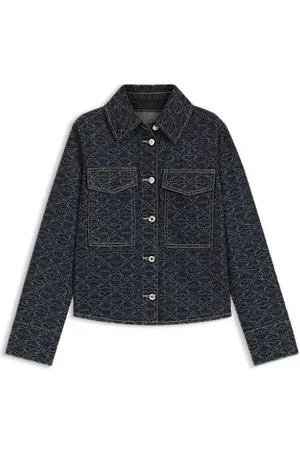 HUGO BOSS Rigid-denim jacket with monogram laser print