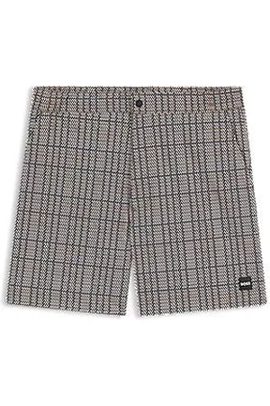 HUGO BOSS Micro-print swim shorts with logo badge