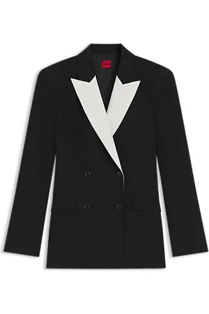 HUGO BOSS Regular-fit blazer with contrast lapels