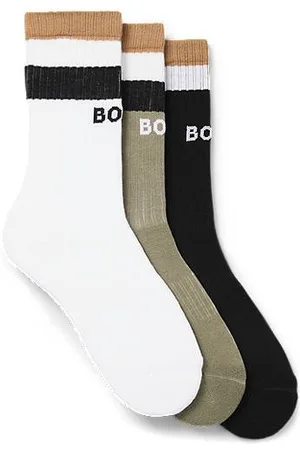 HUGO BOSS Three-pack of short-length socks with signature stripes