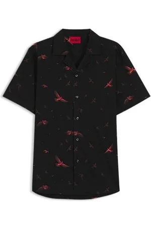 HUGO BOSS Relaxed-fit shirt in printed cotton poplin