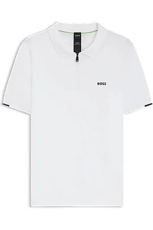 HUGO BOSS Zip-neck knit polo sweater in cotton