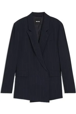 HUGO BOSS Relaxed-fit pinstripe blazer with concealed closure