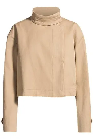 HUGO BOSS Stand-collar blazer in stretch-cotton twill