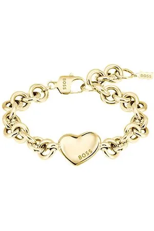 HUGO BOSS Gold-tone chain bracelet with heart charm